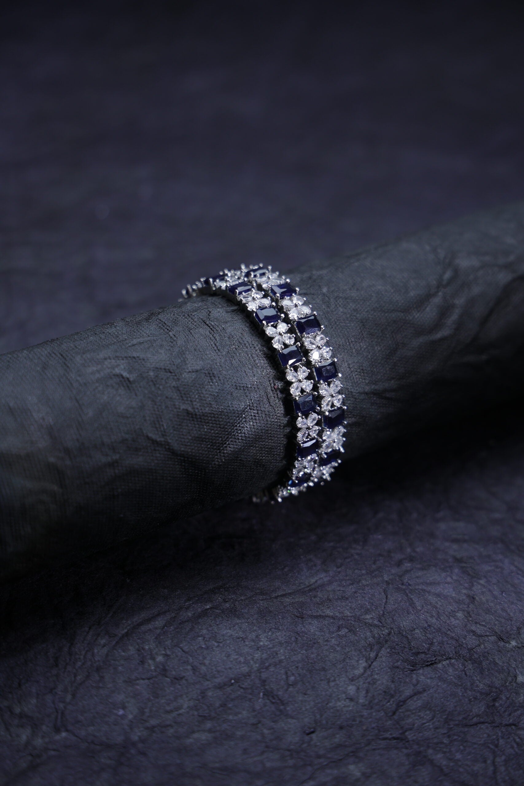 American Diamond Bangle with Blue Stones