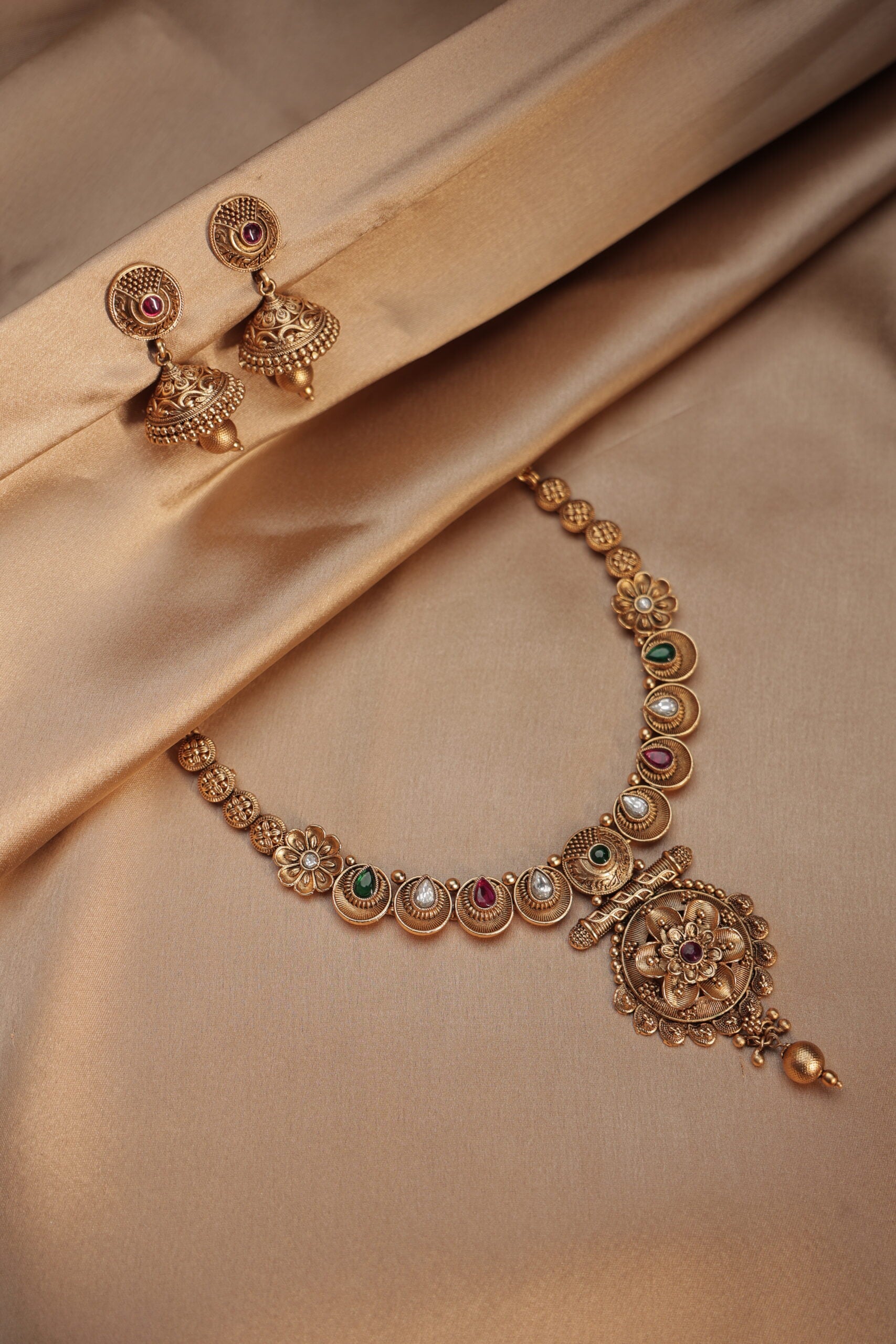 Antique Gold Necklace and Earrings