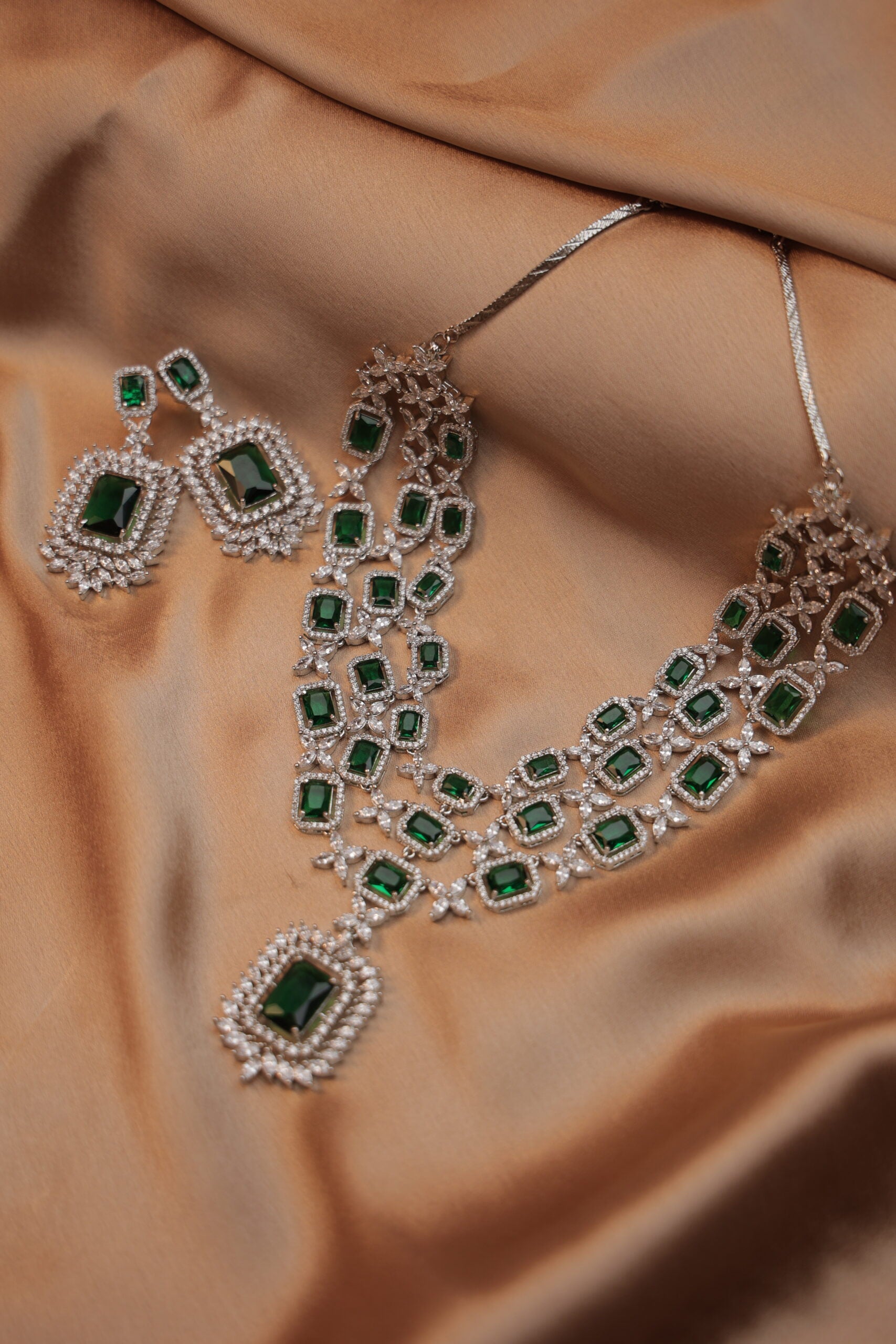 Diamond Set with Green Stones