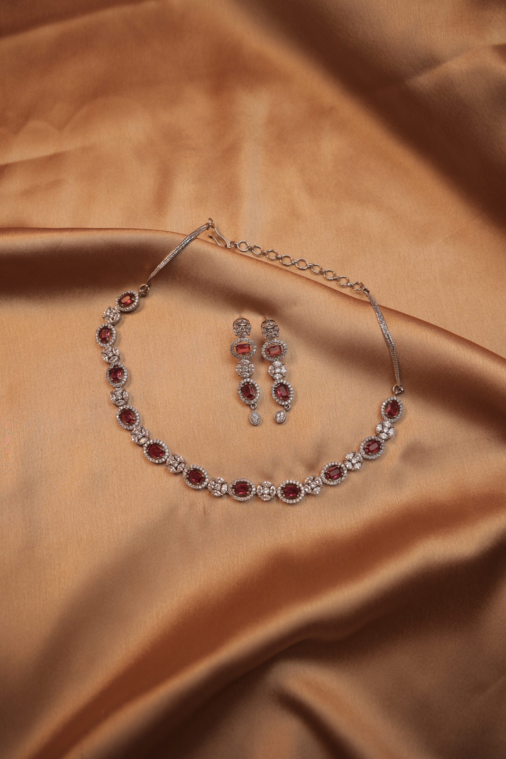 Diamond Set with Deep red Stones