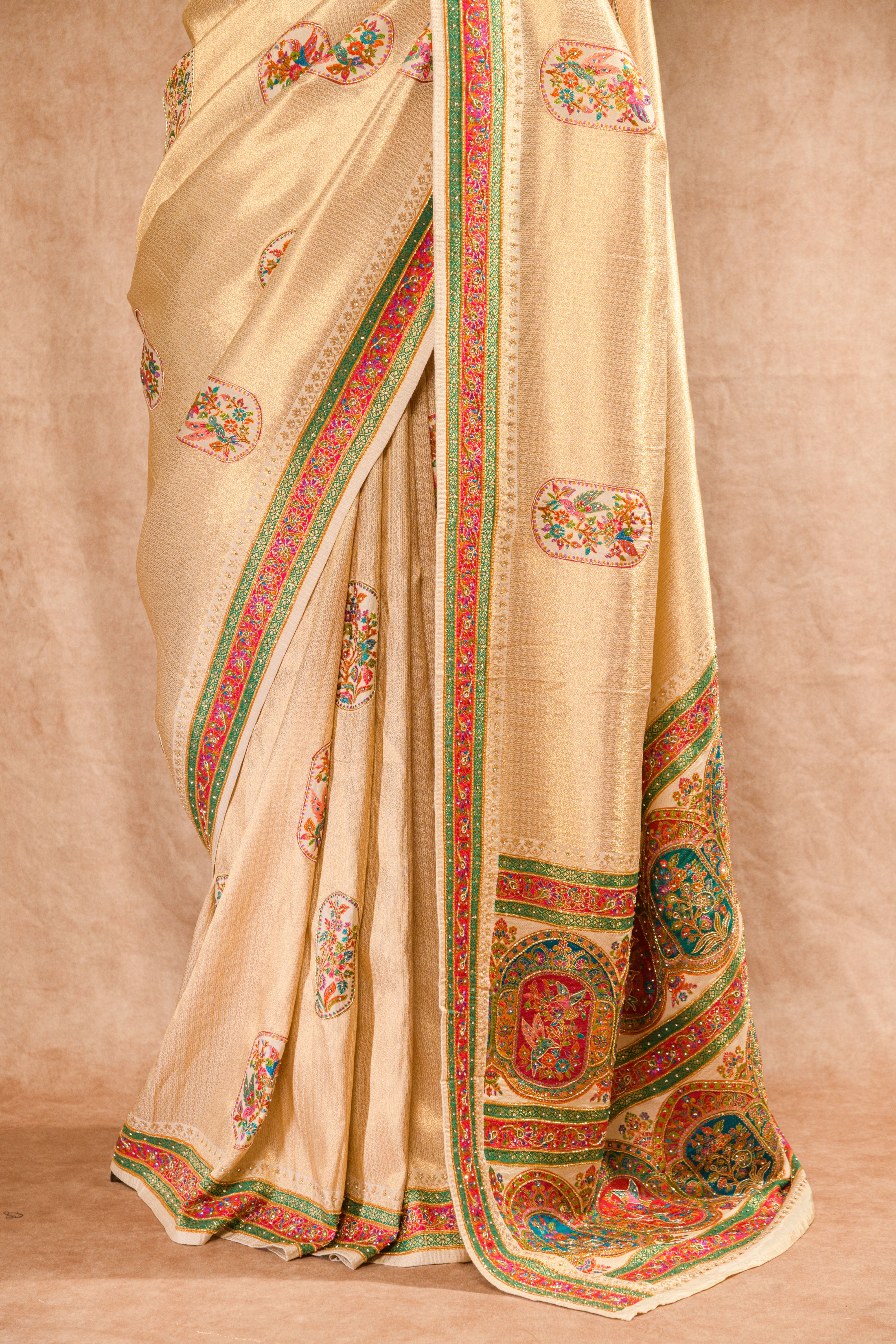 Golden & Rani Kanjivaram Tissue Saree with Hand Work