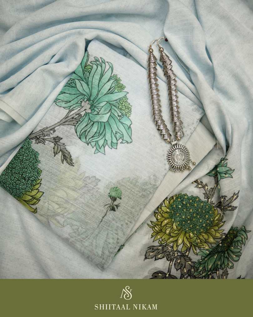 Mint Bloom Linen Suit Set
