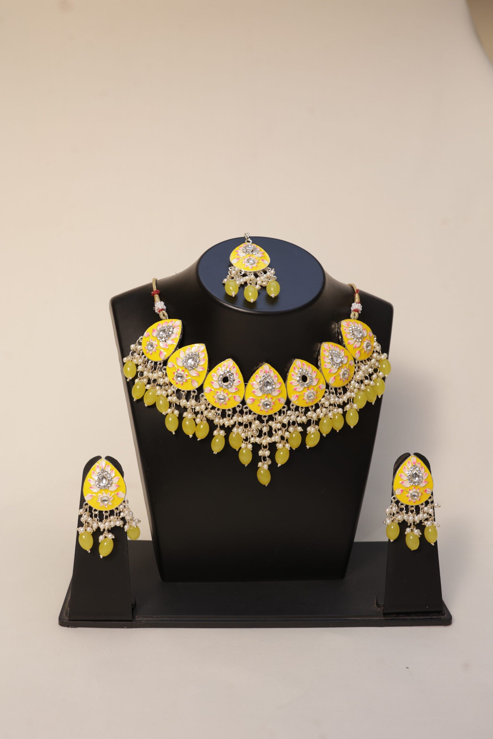 Yellow Moti Necklace