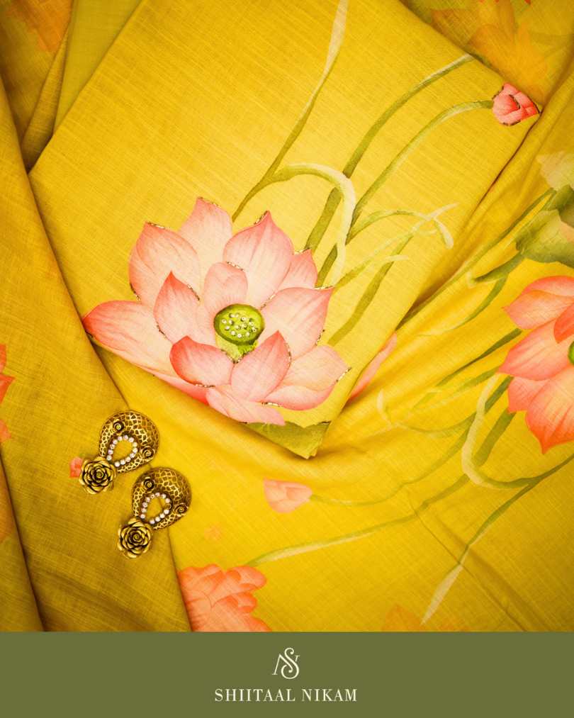 Lotus Light – Yellow Linen Floral Set