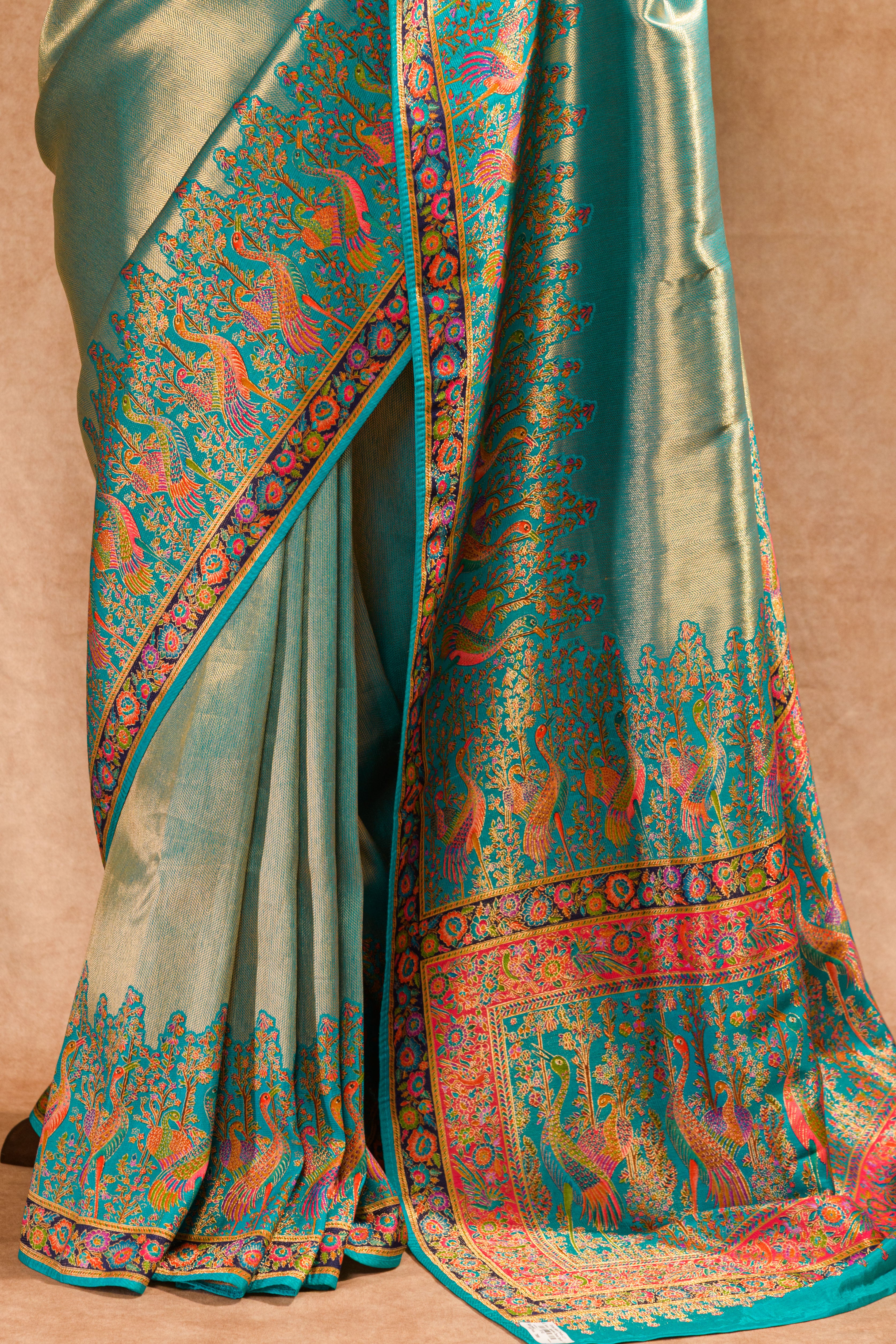 Rama Blue Kanjivaram Tissue Saree with Blouse Piece