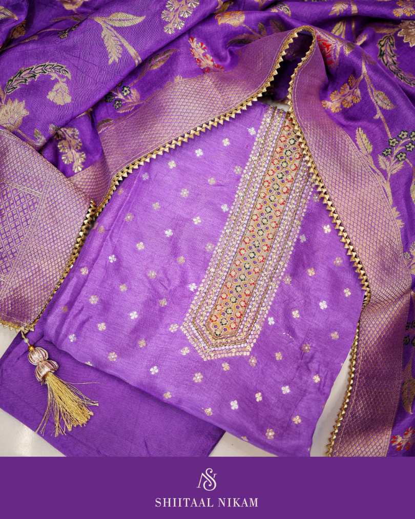 Royal Amethyst – Chanderi Elegance with Kaddana Pearl