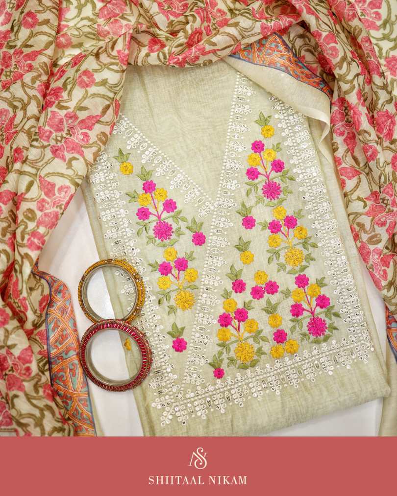 Floral Charm Chanderi Suit Set