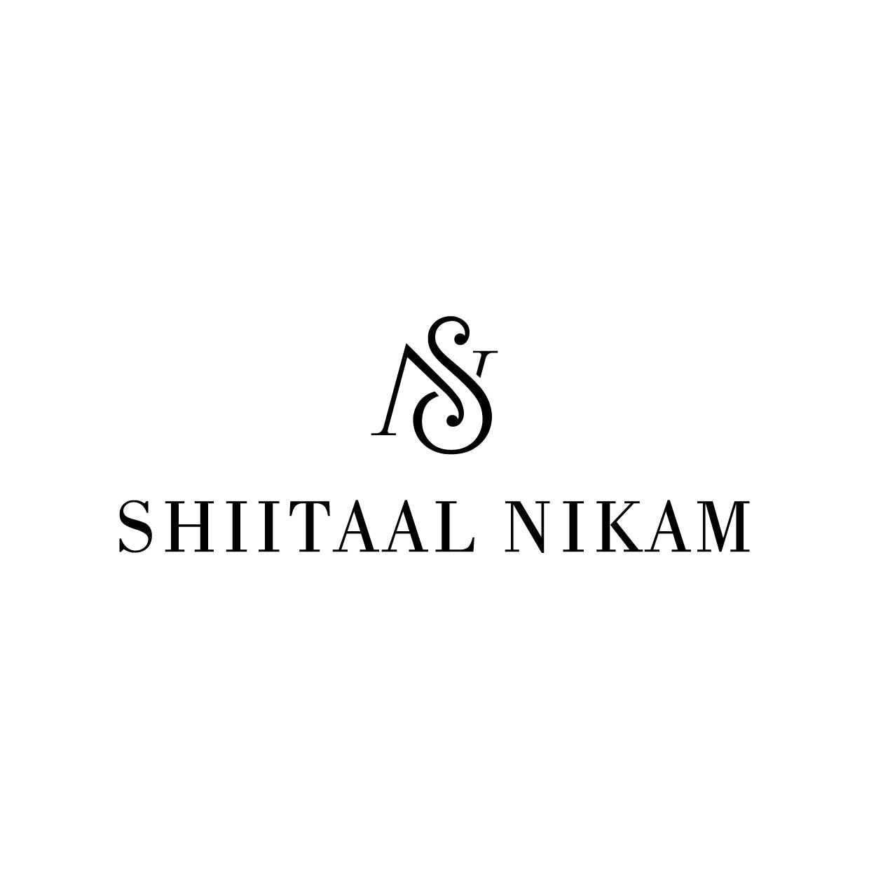 Logo with the name 'Shiitaal Nikam' featuring a stylized letter 'S' on a white background.